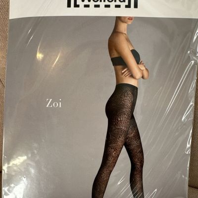 Wolford Zoi Tights Black Medium Floral Pattern #14551 NEW